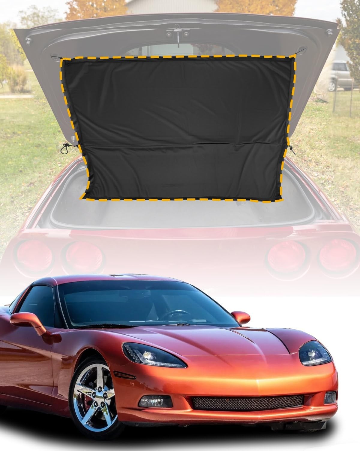 Folding Flannel Rear Cargo Window Sun Shade Fit 2005-2013 Chevrolet Corvette C6