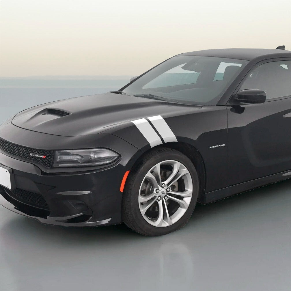 4" Dual Fender Stripe Hash Mark Stripe Decal Graphic Kit For Dodge Charger