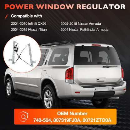 Front Driver Side Power Window Regulator w/ Motor For Nissan Titan 2004-2015