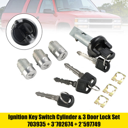 Ignition Switch Cylinder & 3 Door Lock Set W/2 Keys For Suburban Tahoe 98-99 US