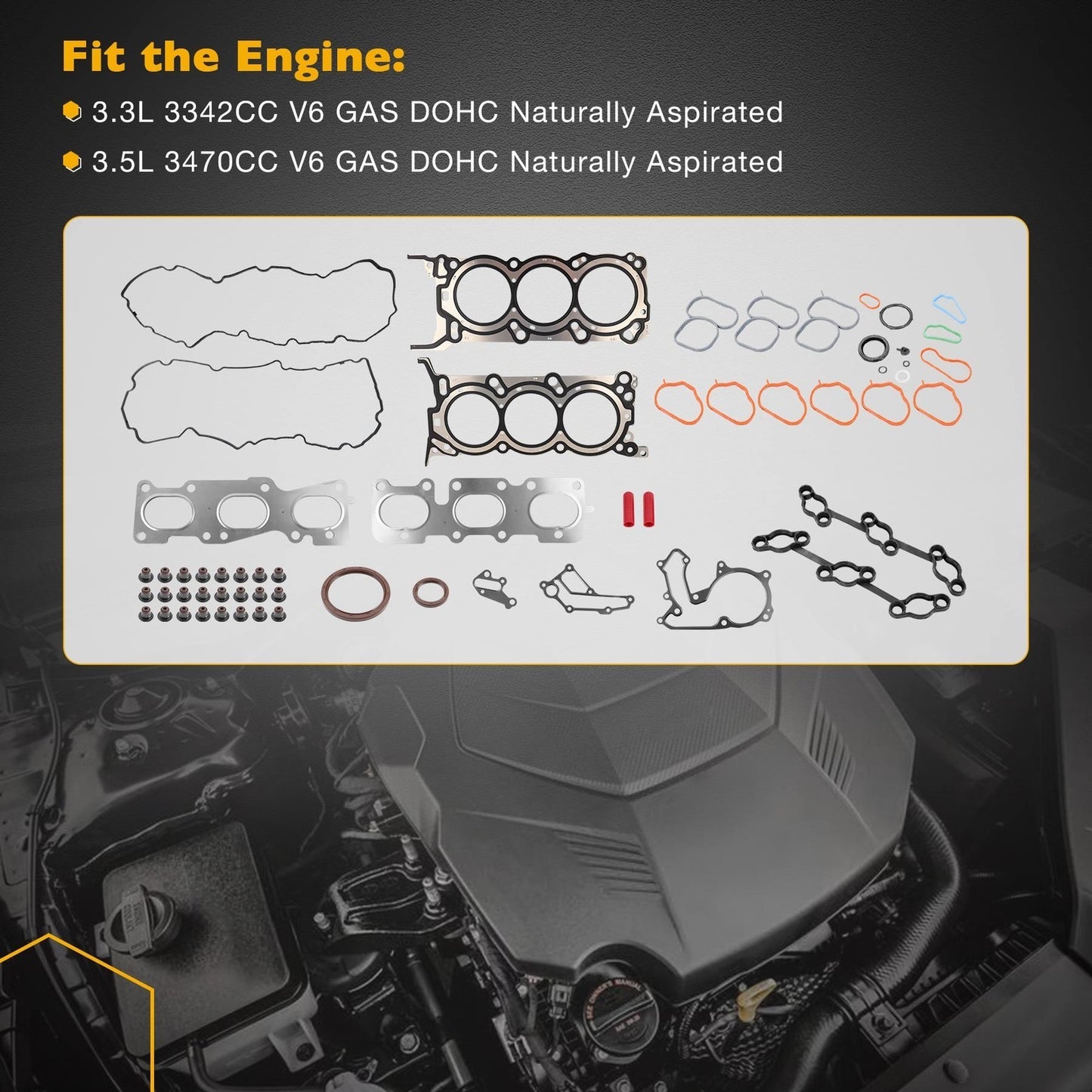 3.3L Head Gasket Set For 10-23 Kia Sorento Cadenza Sedona Hyundai Azera Santa Fe