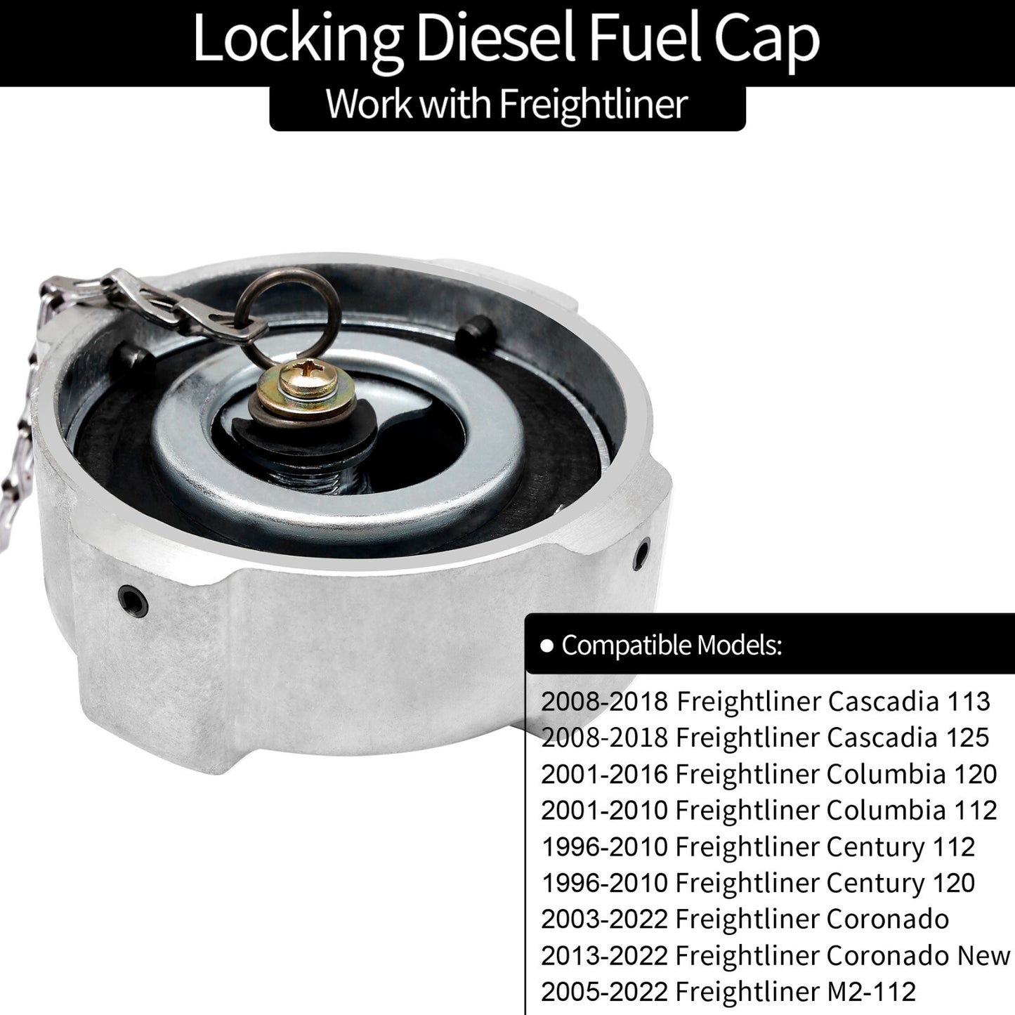 AL Locking Diesel Fuel Cap for 96-18 Freightliner Cascadia Columbia 03-37017-002