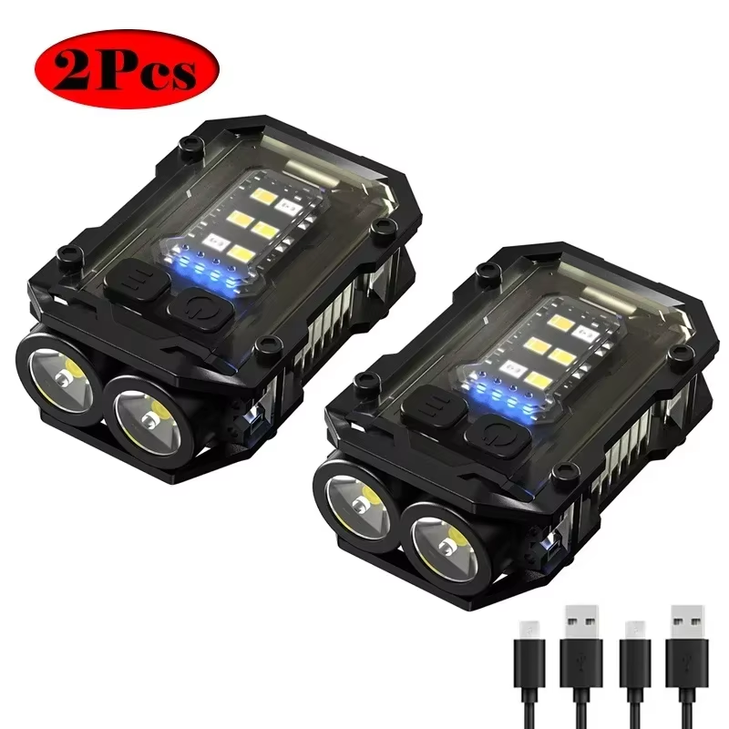 2pcs Mini Pocket Keychain Flashlight EDC Flashlight LED COB Night Light Lamp