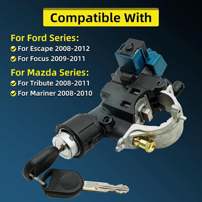 Ignition Lock Cylinder Assembly For 08-11 Ford Focus Escape Mercury W/ Chip Keys