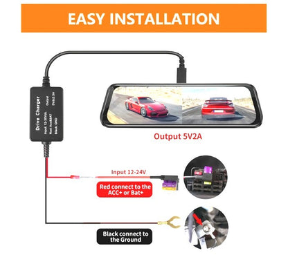 Universal Type C Dash Cam Hardwire Kit Hard Wire Cable Fuse 12-24V to 5V Car DVR