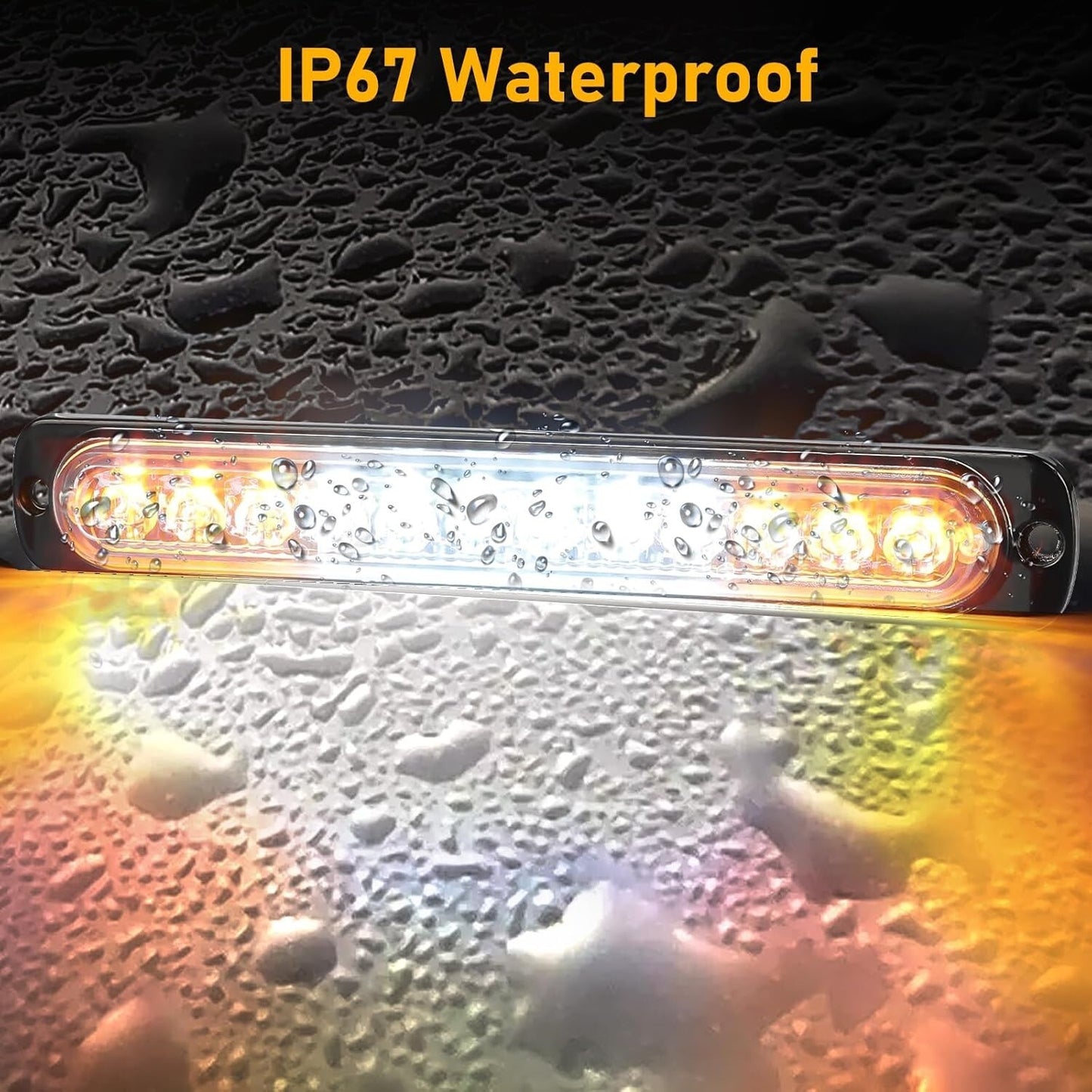 4 PCs Amber(3LEDs)/White(6LEDs)/Amber(3LEDs) Car Truck Light Bar Flashing Lamps