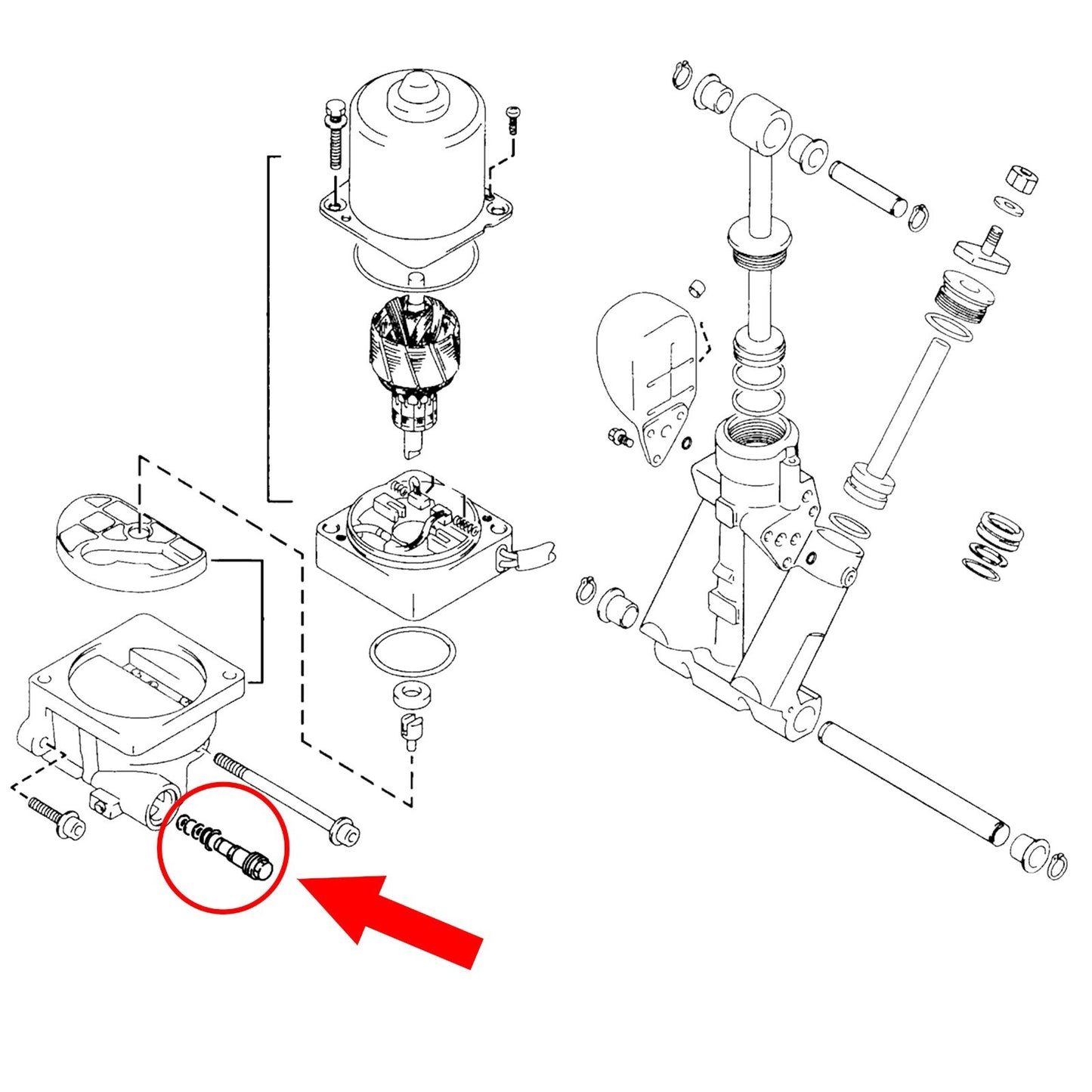 Manual Release Valve for Johnson Evinrude OMC - 0435340, 5030877, 5008034