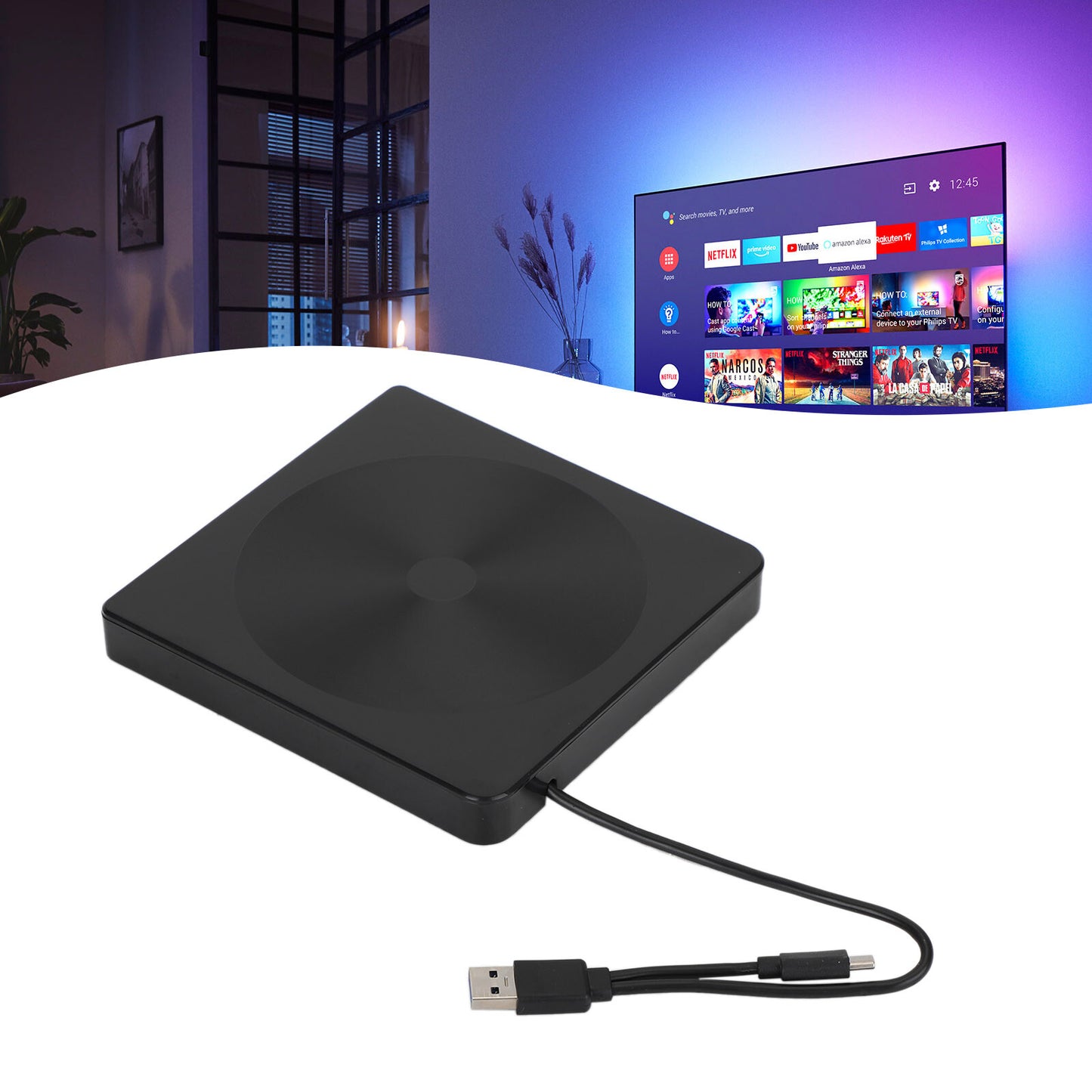 USB 3.0 External DVD Drive BD Player Read/Write 2IN1 Portable Burner US.
