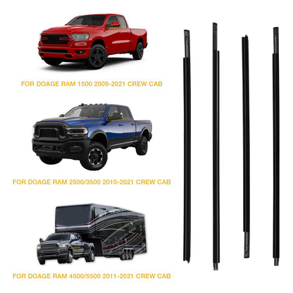 4x Weatherstrip Window Moulding Trim Seal Belt Kit For 09-23 Dodge Ram 1500 2500