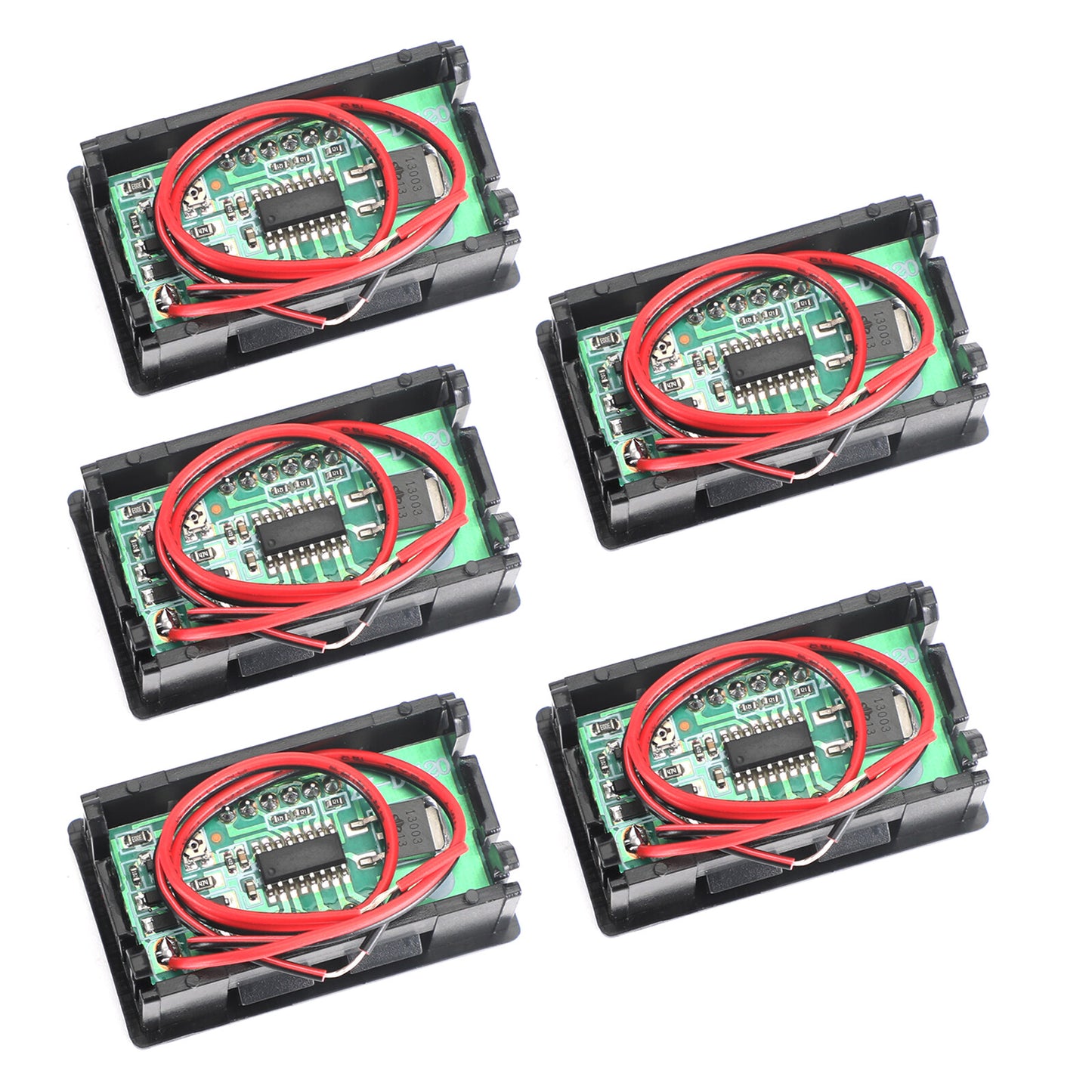 5Pcs Dc 5-120V Voltmeter Red Led Panel 3-Digital Display Volt Meter 2-Wire NEW