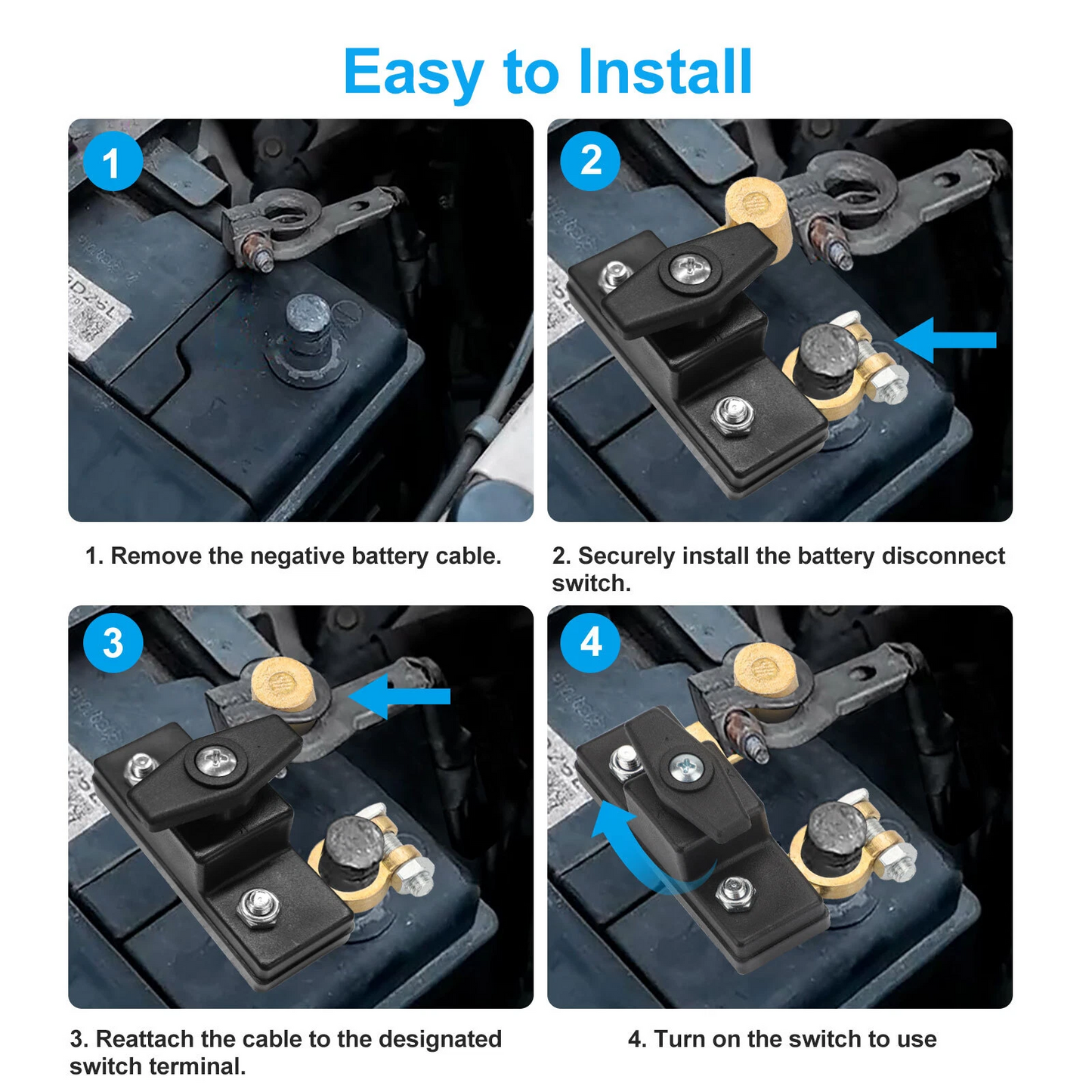 2pcs Battery Disconnect Switch 12V/24V 250A 1000A for Car RV Boat Power Cut Off