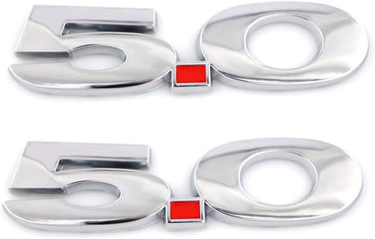 2x Side Badge Fender Emblems 3D Chrome Finish Logo 5.0 Decal Ford Mustang Cars