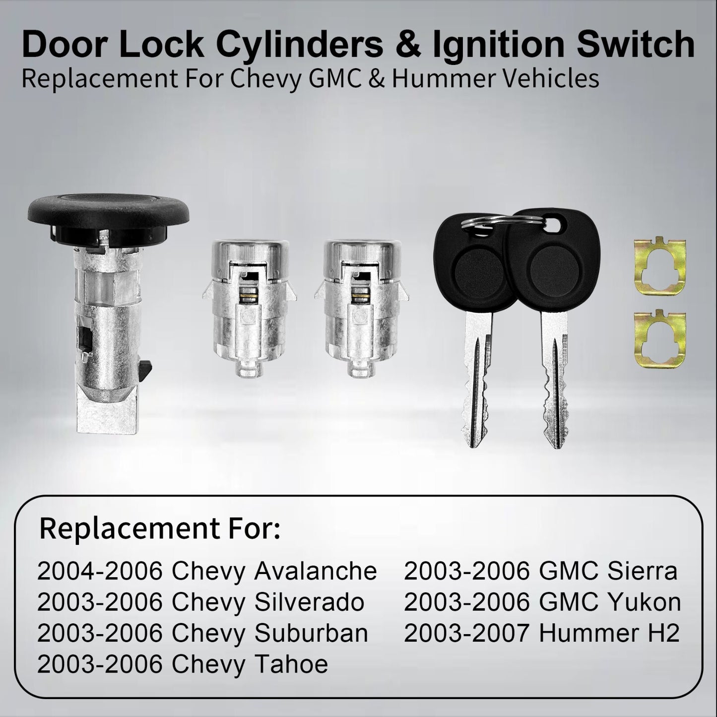 Ignition Switch & Front Door Lock Cylinders for 03-07 Chevy Silverado GMC Sierra