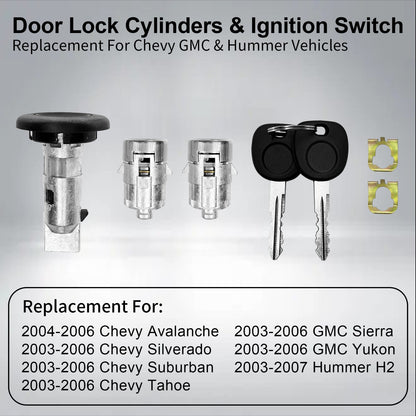 Ignition Switch & Front Door Lock Cylinders for 03-07 Chevy Silverado GMC Sierra