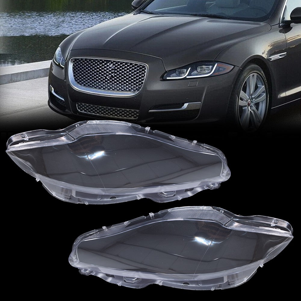Pair For Jaguar XJ XJL 2010-2019 Front Headlamp Headlight Lens Cover Shell Clear