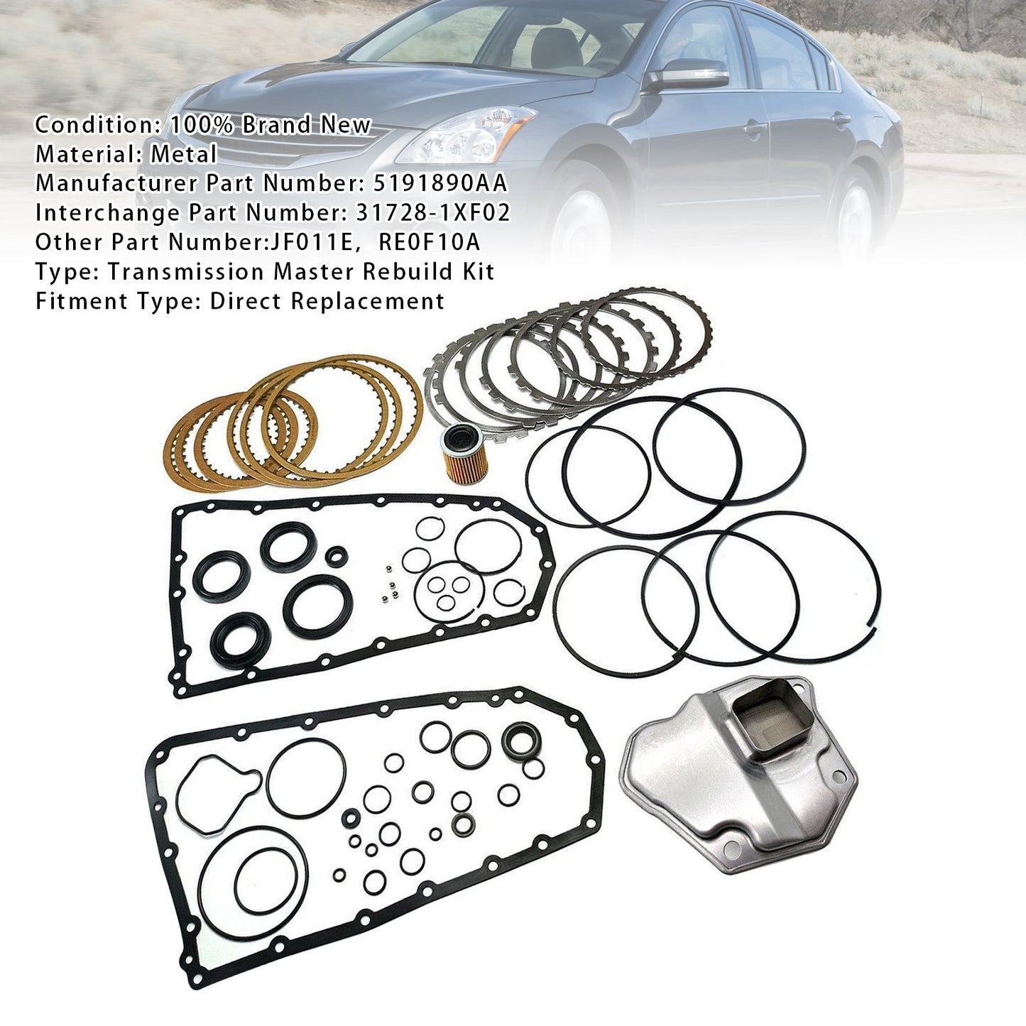 RE0F10A JF011E CVT Auto Transmission Master Rebuild Kit For NISSAN Mitsubishi
