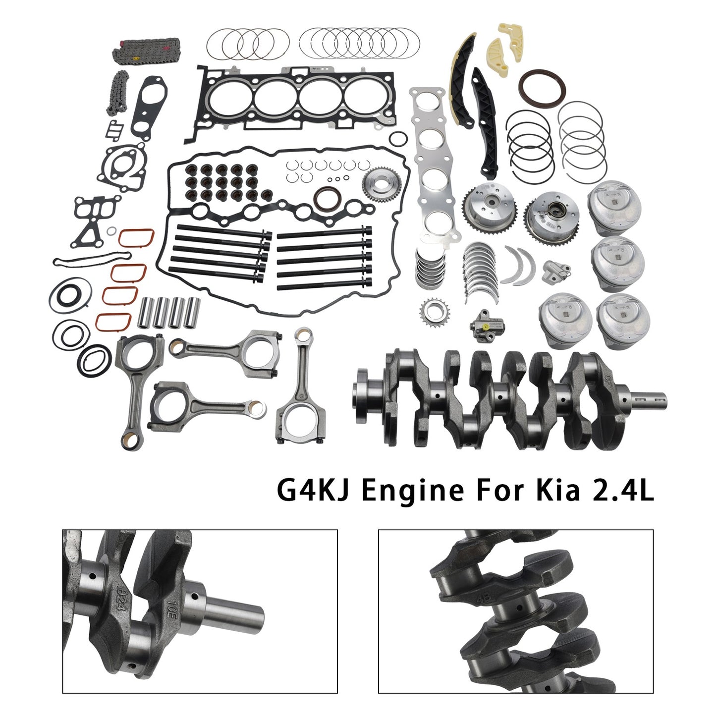 G4KJ Engine Overhaul Rebuild Kit w/Crankshaft & Rods & Timing Kit For Kia 2.4L
