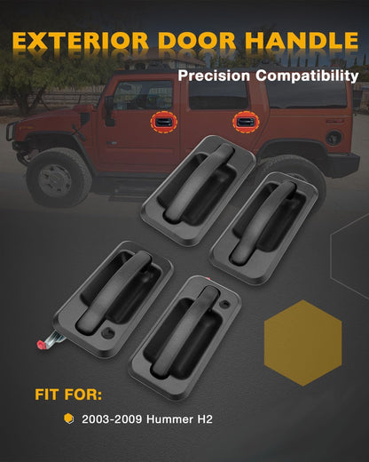 4X Outside Exterior Door Handle Front & Rear Side For 2003-09 Hummer H2 15104792