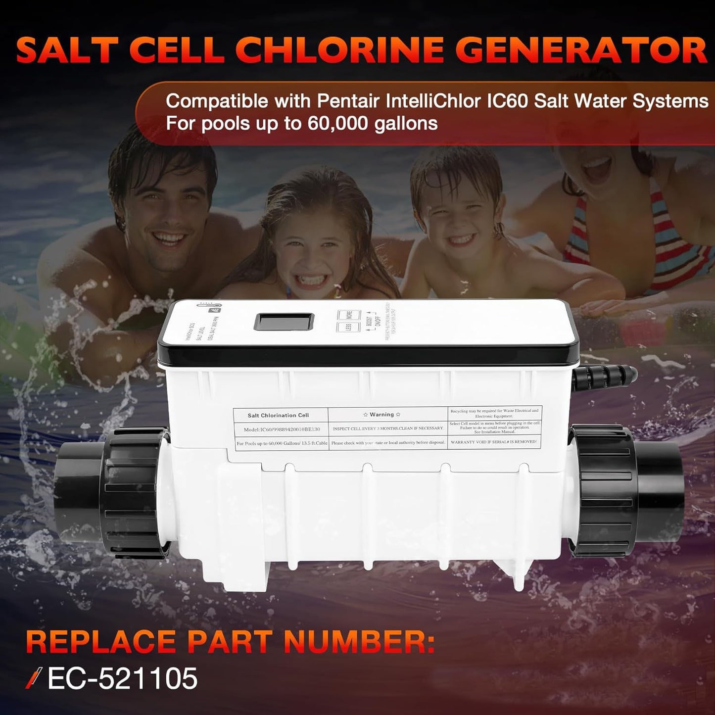 EC-521105 Salt Chlorine Generator Cell For Pentair IntelliChlor IC60 60000Gallon