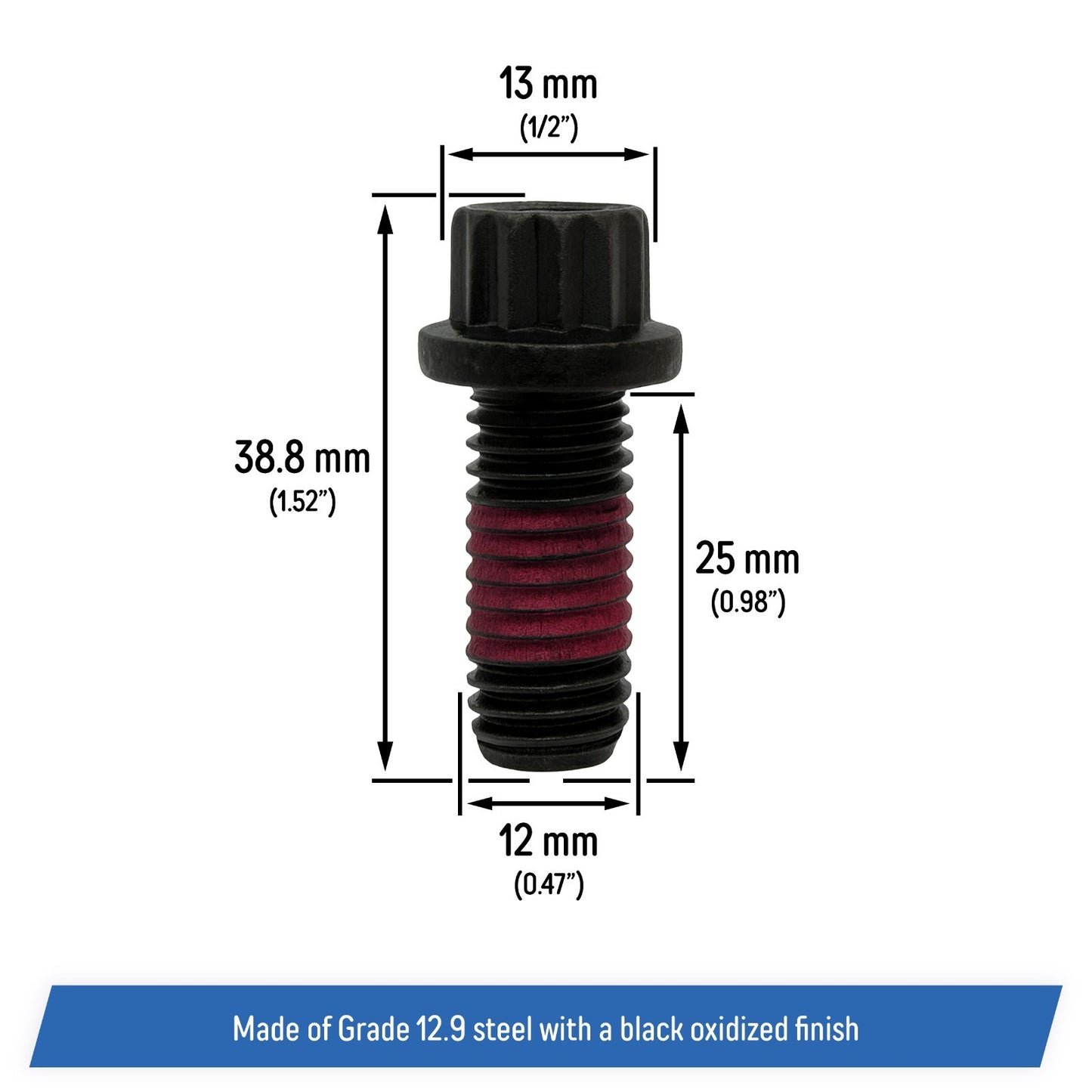 Driveshaft Yoke Bolts Replacement for Ford, M12-1.75x25 - N800594S100