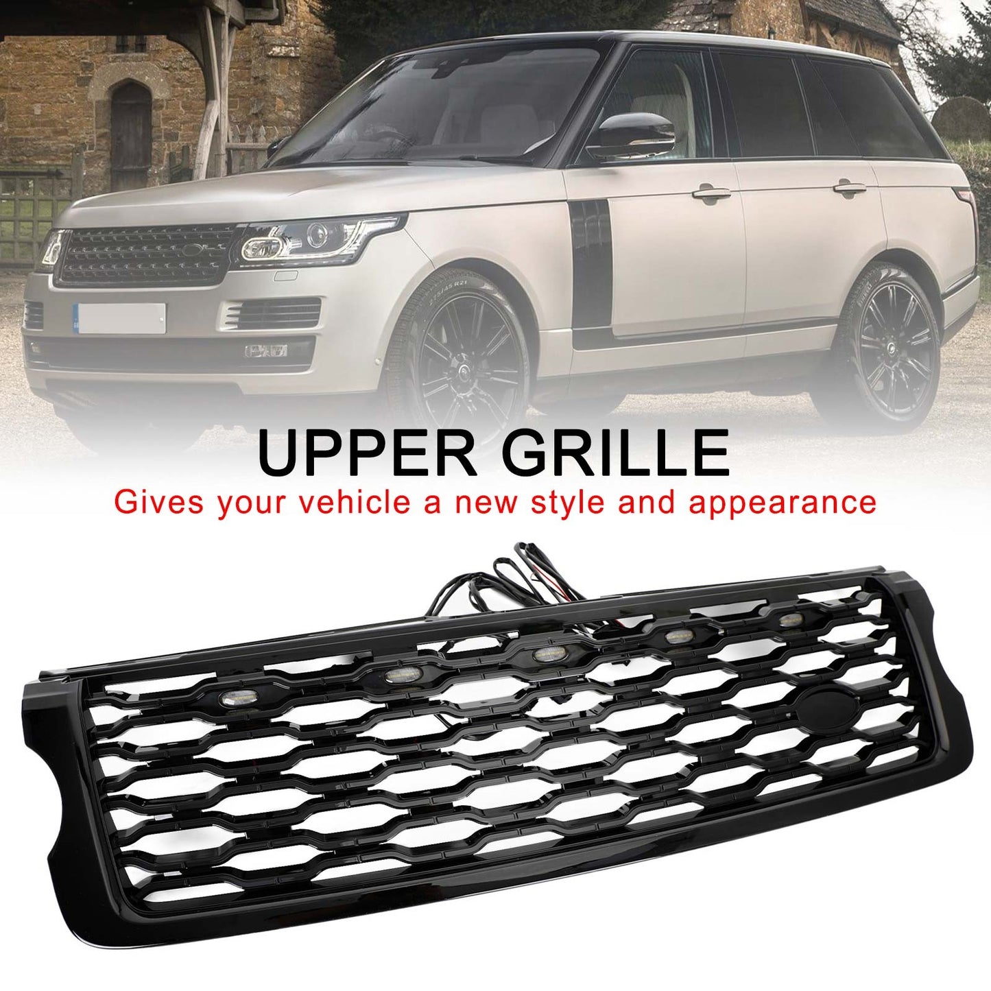 Front Bumper Upper Grill For Land Rover Range Rover Vogue L405 2013-17 W/LED