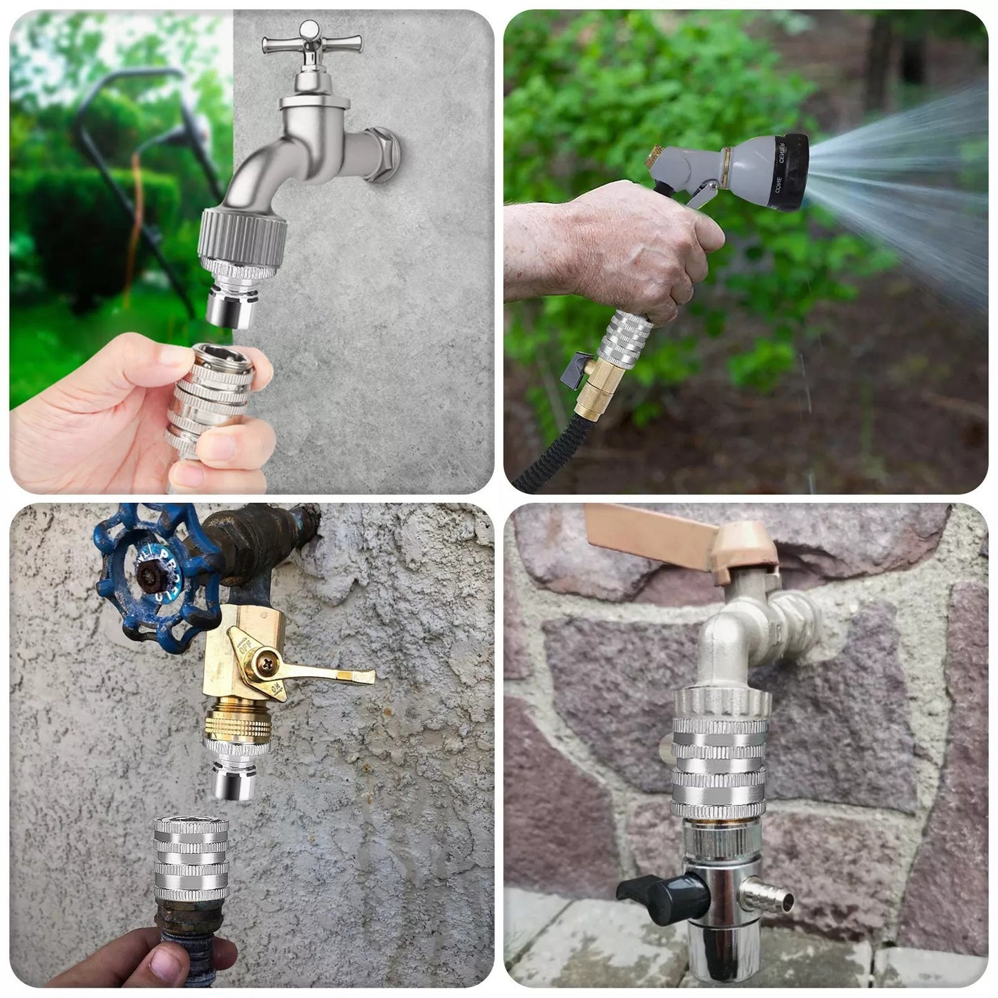 3/4 Inch GHT Garden Water Hose Connector Stainless Steel Quick Connect Fitting