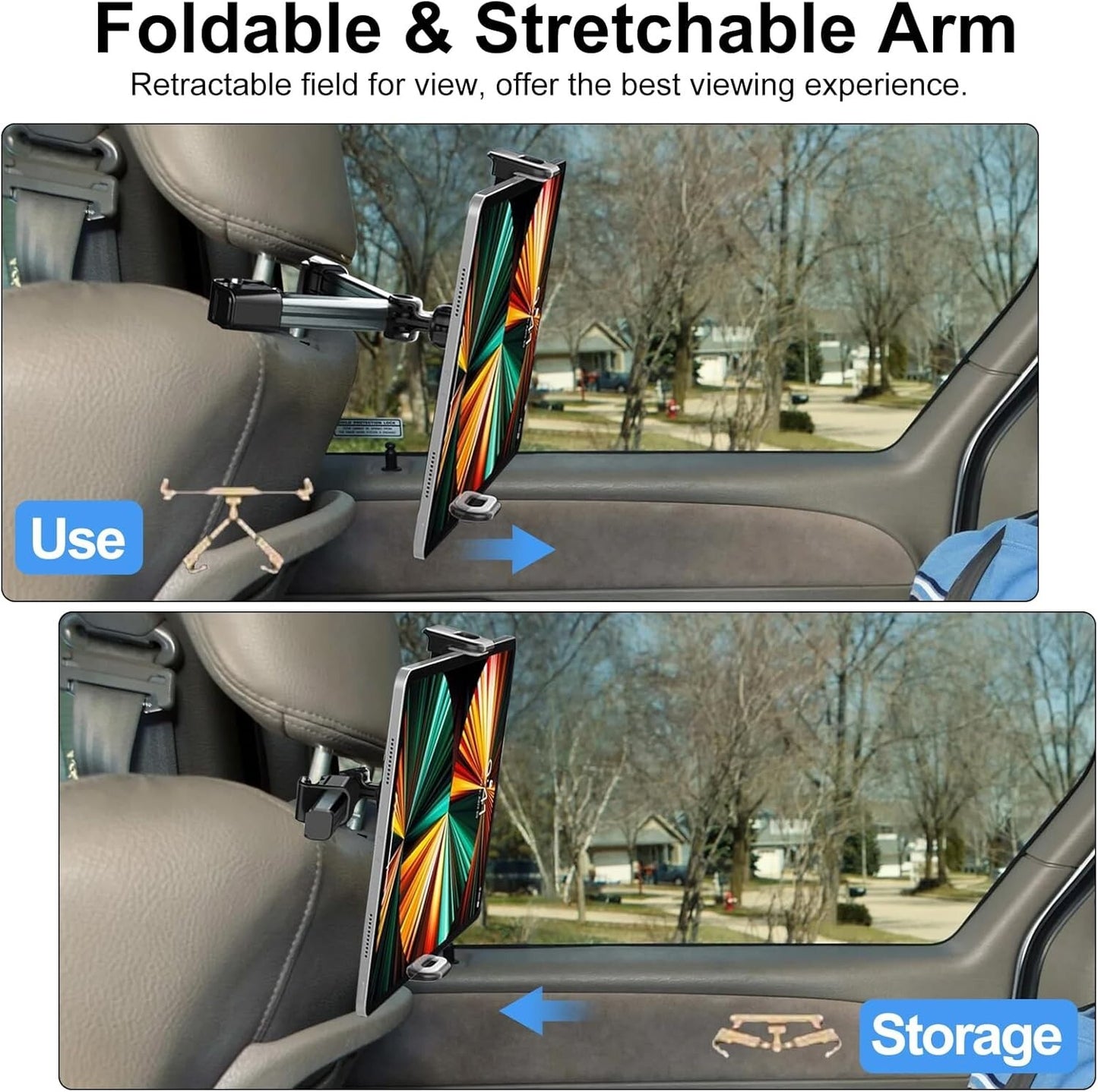 Car Seat Headrest Mount 360?? Tablet iPad Holder 4.7"-12.9" Universal