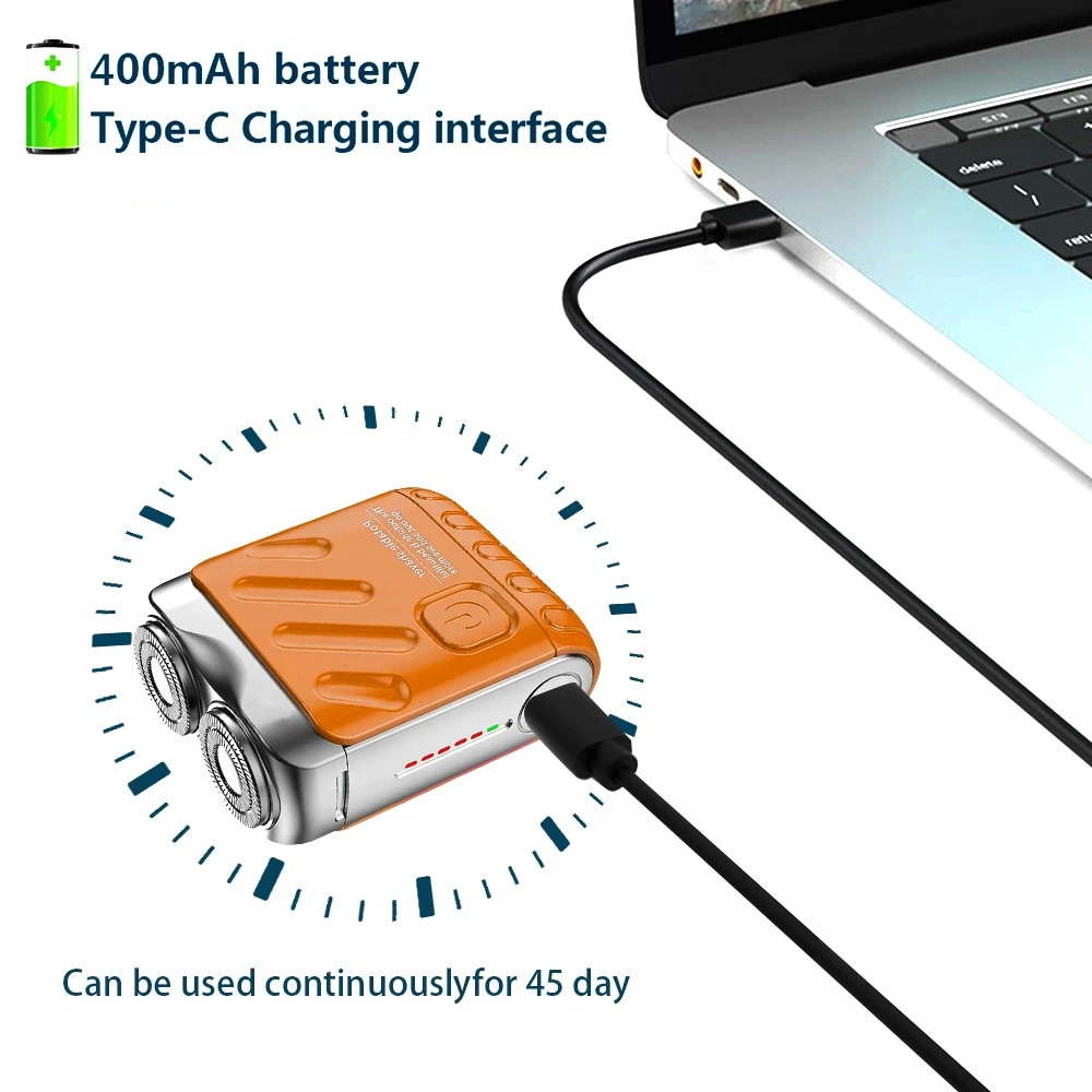 Double Ring Pocket Travel Shaver Mini Men Shaver Portable Beard Razor Orange