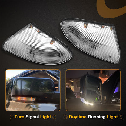 2Pcs LED Mirror Turn Signal Lights Puddle Lamps For 2009-18 Dodge Ram 1500 2500