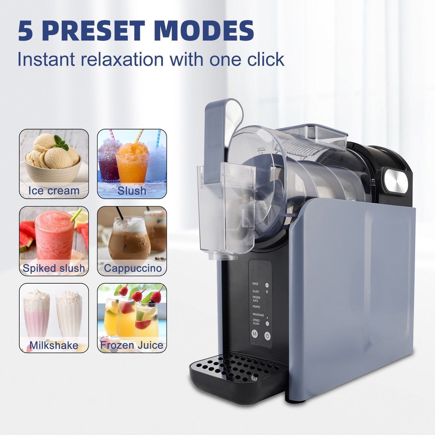 2L Slushy Machine No Ice Frozen Drink Maker 5 Preset Programs For Home