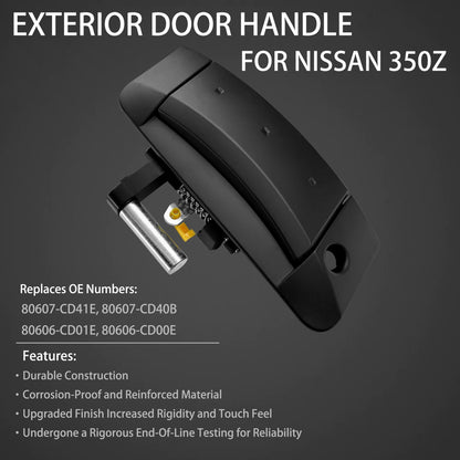Exterior Door Handle Driver & Passenger Side Black for 2003-2009 Nissan 350Z