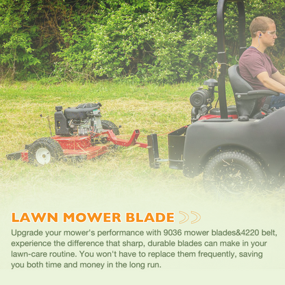 2X 9036 Lawn Mower Blade & 74" 4220 Belt Set For Swisher 44" Finish Cut Mowers