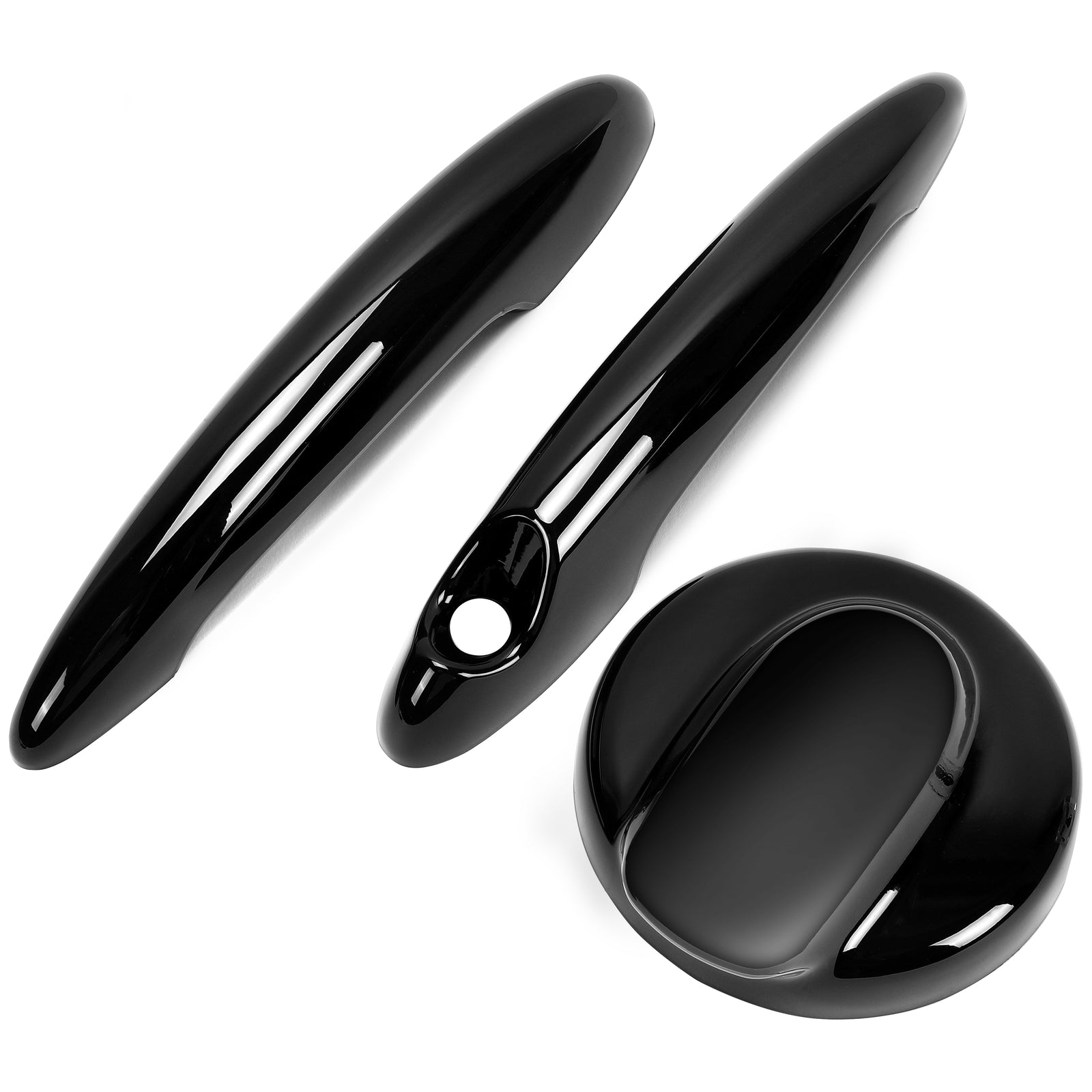Solid Spare BLACK Door Handle Covers & Gas Tank Cap For MINI R55 Cooper S 07-14 / R56 06-13