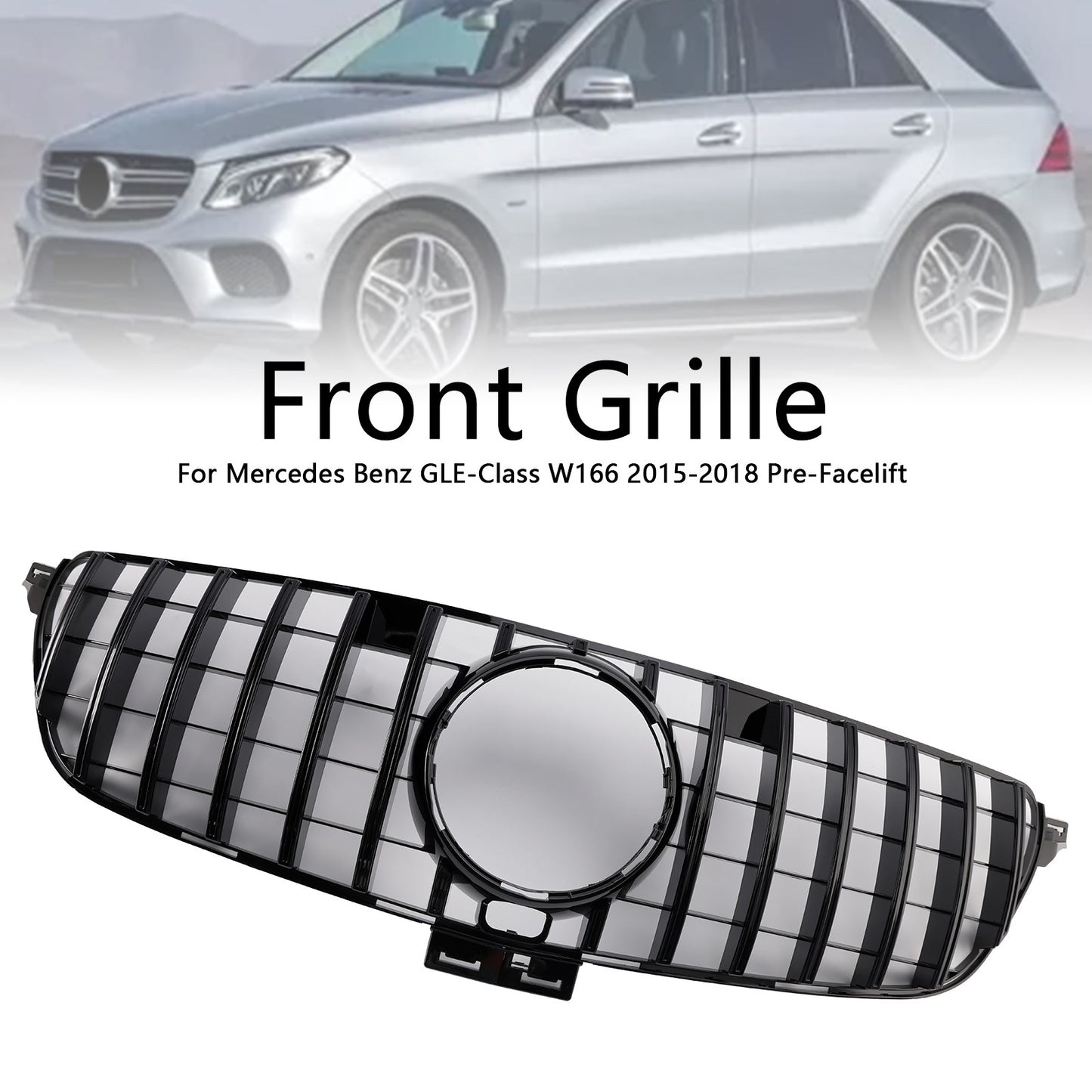 GT Style Front Bumper Grille Grill Fit Mercedes Benz GLE-Class W166 2015~2018