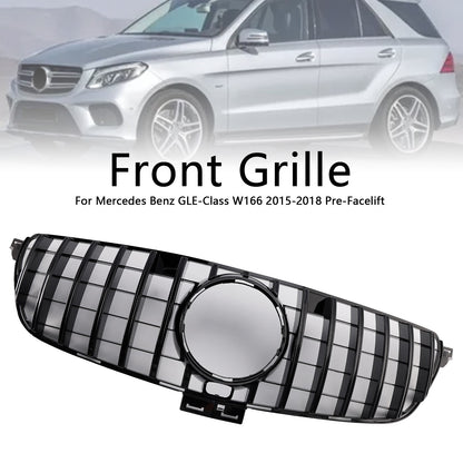 GT Style Front Bumper Grille Grill Fit Mercedes Benz GLE-Class W166 2015~2018