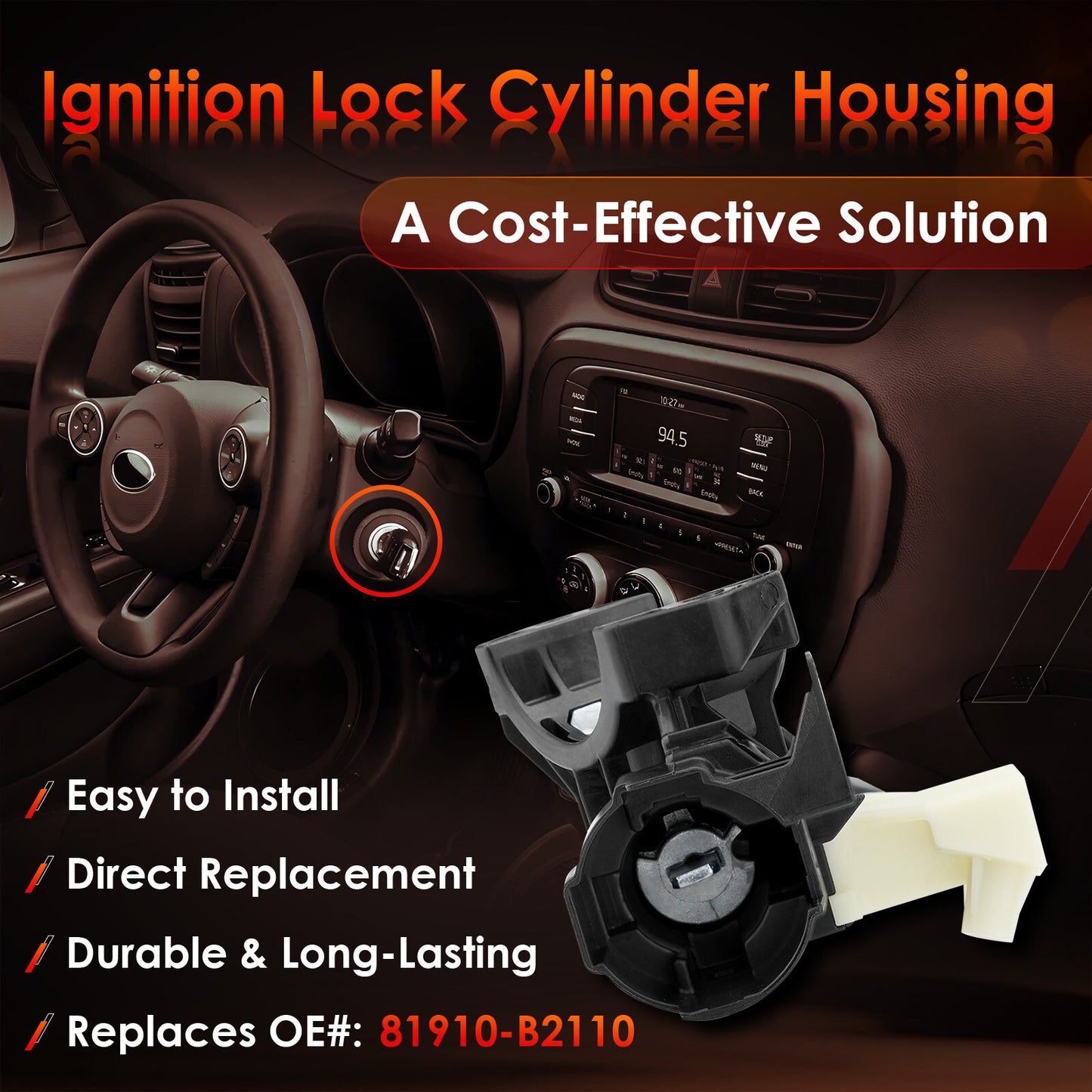 Ignition Lock Switch Cylinder Housing For 2014-19 Kia Soul & Soul EV 81450-34190