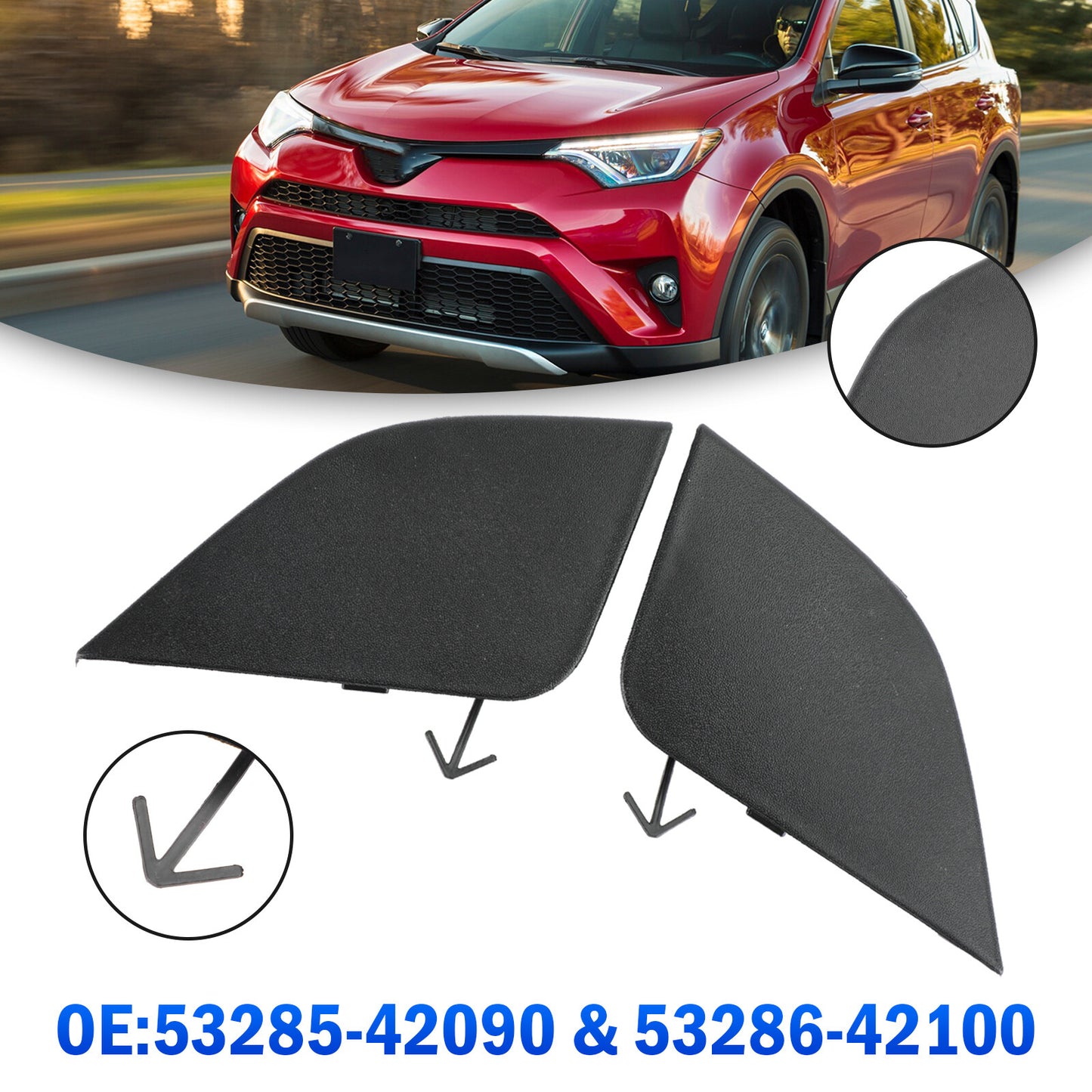 Right & Left Front Bumper Tow Eye Cap for Toyota Rav4 2016-2018