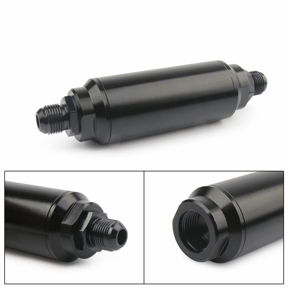 Universal Racing In-Line Fuel Filter With AN 6 8 10 Fittings Adapter 40 Micron