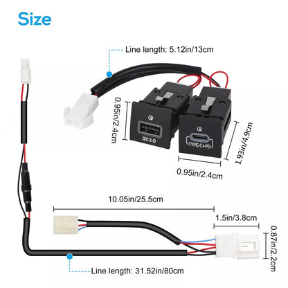 36W USB QC3.0 Charger + PD For Jetta MK6 10-14 Golf/GTI/R-Line 2006-2013 MK5 MK6