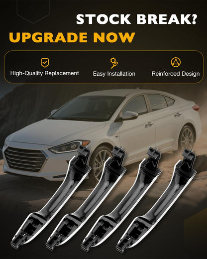 82651F2010 Chrome Outside Exterior Door Handle Set Fit 2017-2020 Hyundai Elantra