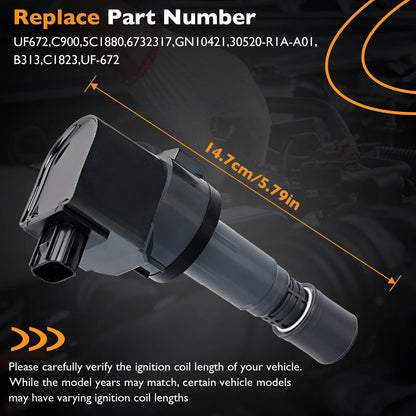 UF672 Ignition Coils Pack For 12-20 Honda Civic HR-V Acura ILX 1.8L 2.0L 5C1880