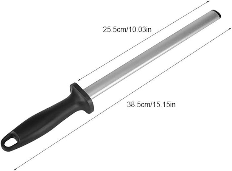 10 Inch Diamond Knife Sharpening Steel Honing Rod Oval Stick Kitchen Sharpener