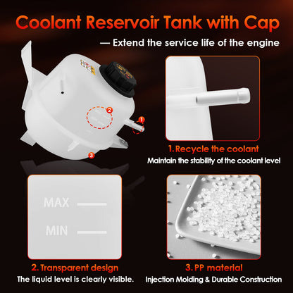 Coolant Reservoir Overflow Tank w/ Cap For 01-11 Ford Ranger Mazda B2300 2.3L L4