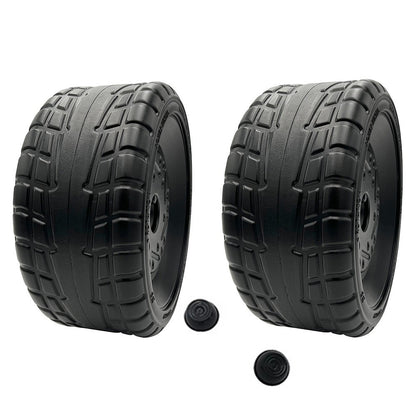 Solid Spare (2) Power Wheels J4390 Red Ford Mustang Left Wheels with Caps