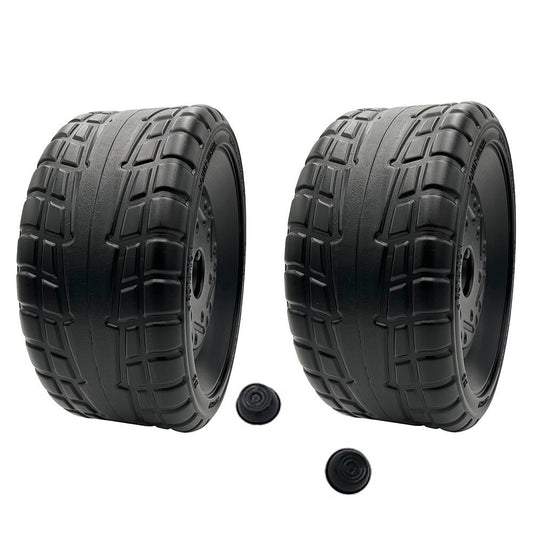 Solid Spare (2) Power Wheels J4390 Red Ford Mustang Left Wheels with Caps