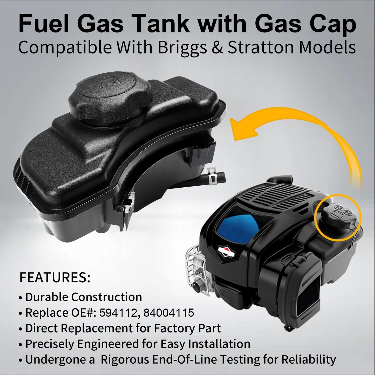 Fuel Gas Tank with Gas Cap Engine Fuel Tank Fit for Briggs & Stratton 84004115