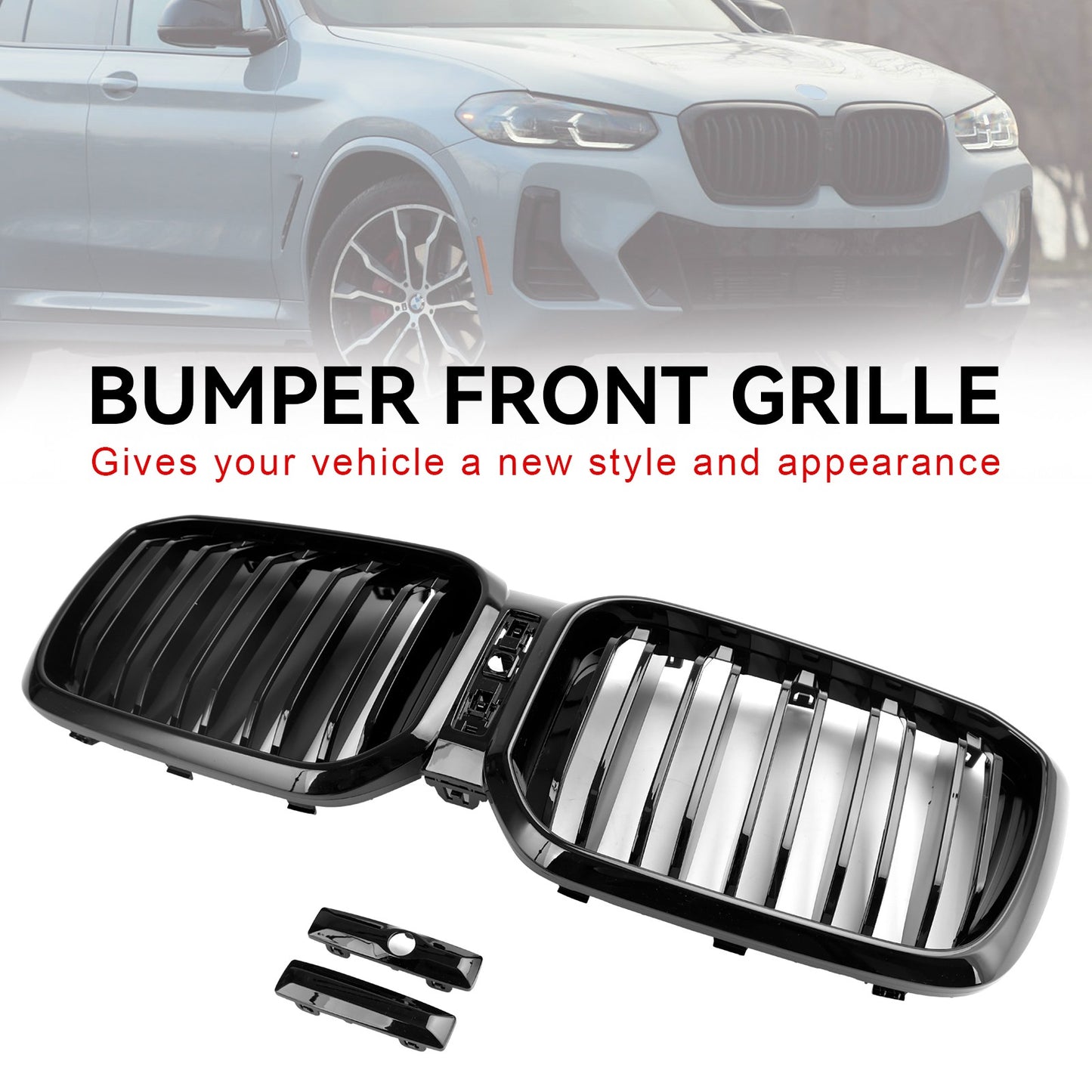 Gloss Black Front Kidney Grill Grille Fit For BMW X3 X4 G01 G02 2022-2025 2024