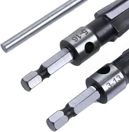 2Pcs T Handle Taper Reamer Tool Set 6 Fluted Chamfer Reaming 1/4 Inch Hex Shank