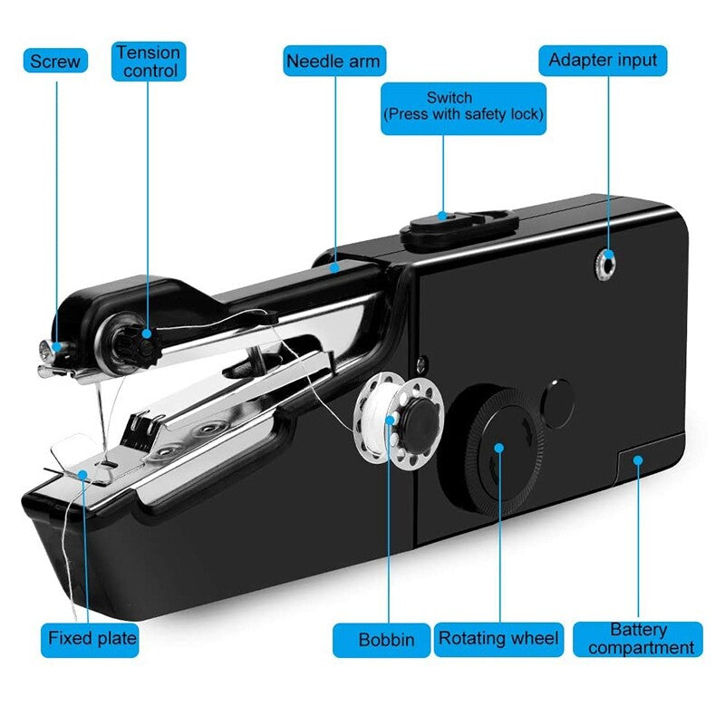 Mini DIY Portable Sewing Machine Tailor Stitch Hand-held Home Travel Cordless US