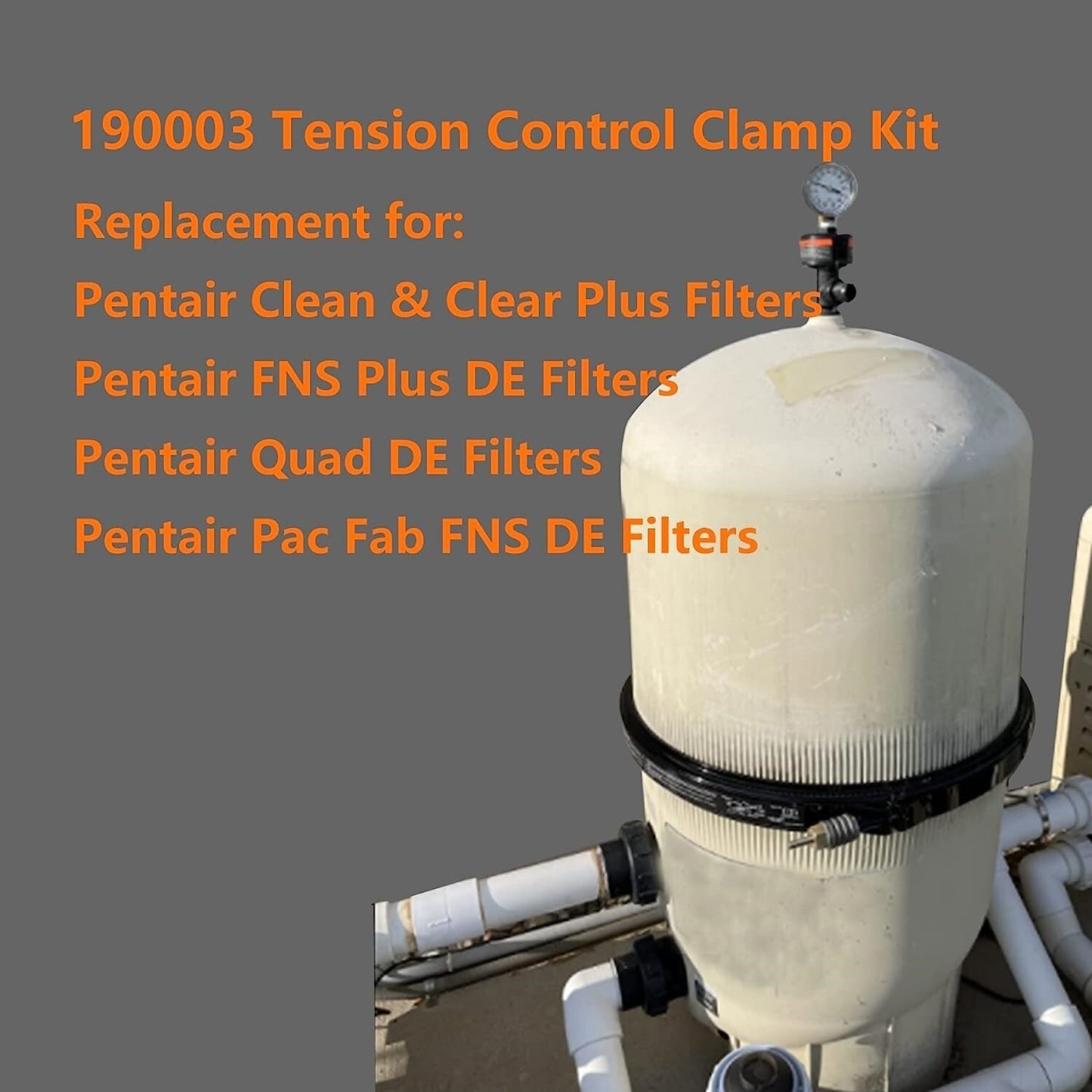 190003 Tension Control Clamp Kit Replacement for Pentair Pool and Spa Filter